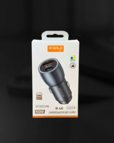 Carregador Veicular Turbo 60W A'Gold – Dual USB + USB-C